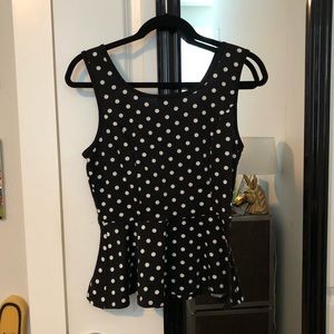 Peplum Black Polka-Dot Top